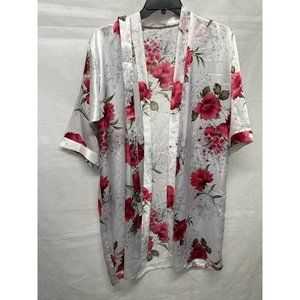 Renew Collection Women's Red White Floral Kimono Size M